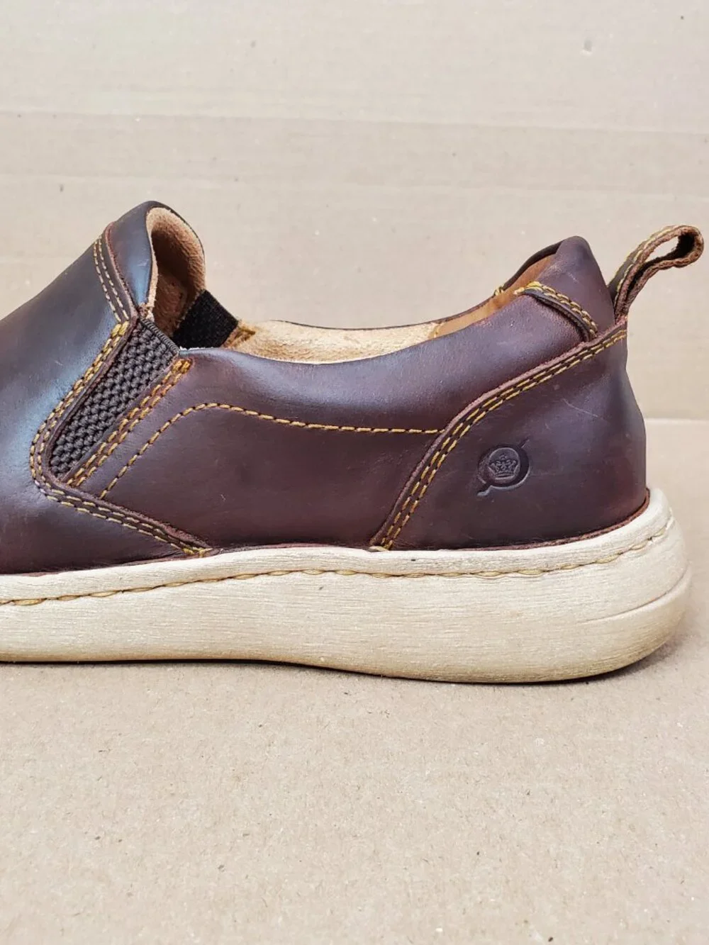 BORN Dalton Loafers Men's shoes size 10/43 M/W Dark Brown Leather slip on Comfor